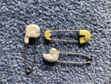 Cute Vintage Diaper Pins Set of 3, Duck, Duck Head, and Yellow