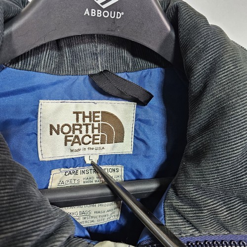 Vtg The North Face Jacket Brown Label Mens L Down Puffer Corduroy Collar USA - Picture 4 of 19