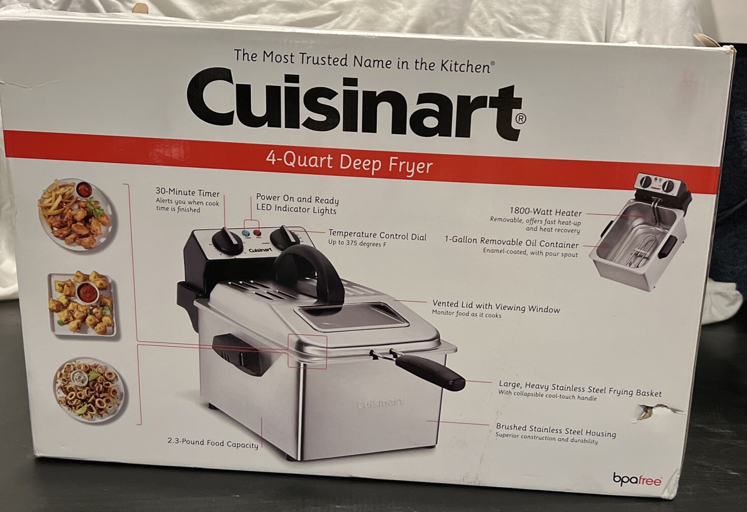 Cuisinart 4 Quart Deep Fryer 1800 Watt Large 2.3 lb. Capacity CDF-200