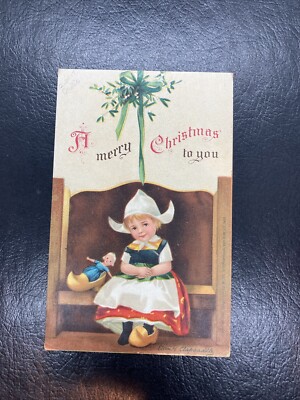 1907 OLD POSTCARD ARTIST SIGNED ELLEN H CLAPSADDLE ''A MERRY CHRISTMAS to YOU''