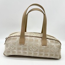 CHANEL New Travel Tote Bag Canvas Leather Coco Mark Beige Y2K Tote bag Auth