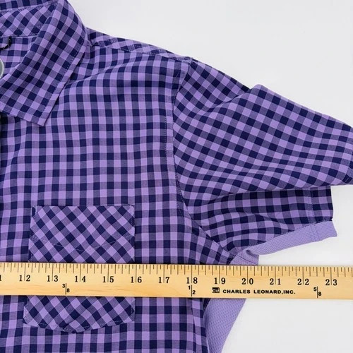 Club Ride Mens L Detour Cycling Jersey Purple Gingham Short Sleeve Hiking Shirt