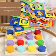 Wooden Color Matching Puzzle Board Early Learning Educational Toys Logical