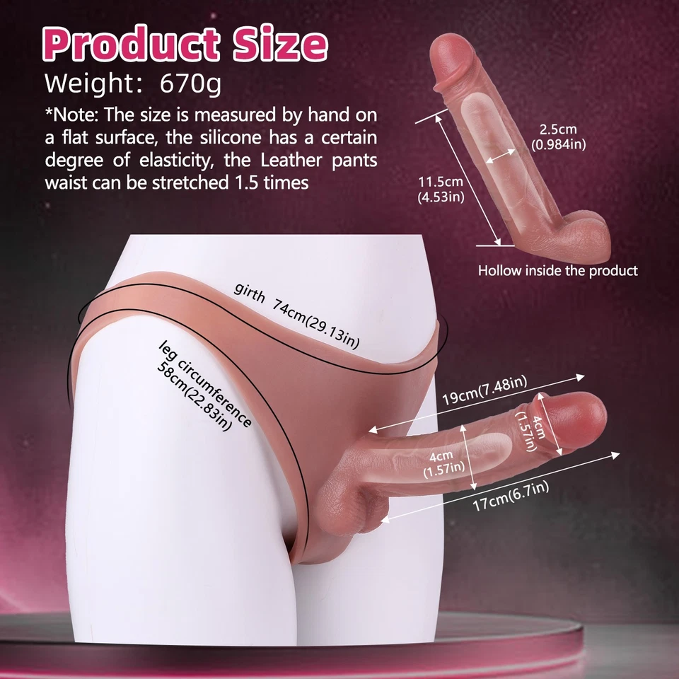 Wearable Penis Sleeve Extender&Enlarger For Men Silicone Realistic Hollow Pants - Image 4 of 4