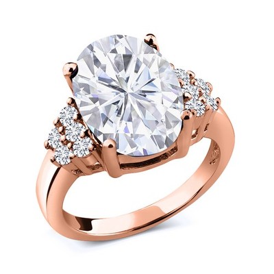 18K Rose Gold Plated Silver G/H Lab Grown Diamond Ring Set with Moissanite
