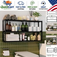 Extra Long Bamboo Bathroom Shelf - Adjustable Height Over Toilet Organizer
