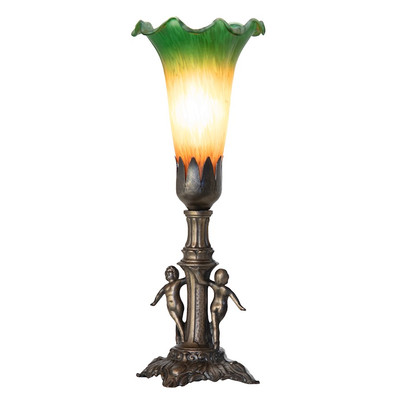 Meyda Lighting 11'' High Amber/Green Tiffany Pond Lily Maidens Mini Lamp - 262935