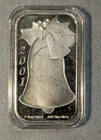 1  Oz Silver .999 Pure Silver Bar - Christmas 2001 - in Airtite