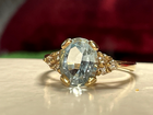 14K GOLD AQUMARINE & DIAMOND RING SIGNED PEMA NATURAL GEMSTONE SIZE 5 3.1 GRAMS