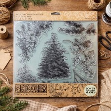 Iron Orchid Designs IOD 2025 RETIRED  Holly  Pine  Decor Stamp Winter Craft Art