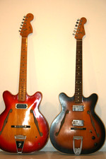 Vintage pair Fender Coronado Full Hollow Body Electric Guitar Japan Stratocaster