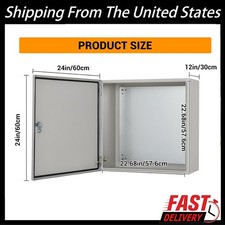 Outdoor Electrical Box, 24"x24"x12" NEMA 4X Steel Enclosure, IP67 Waterproof NEW