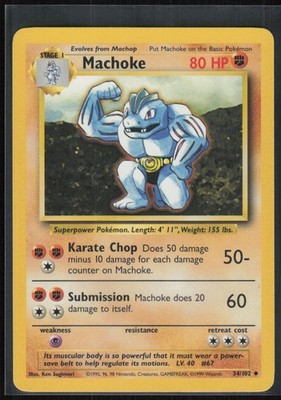 Machoke 34/102 Uncommon Base Set Unlimited Pokemon Lightly Played