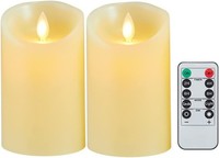 LED Kerzen Flammenlos Mit Fernbedienung EchtwachssäUle 12,5Cm 2 StüCk Ivory