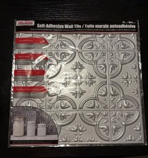 Gray Faux Tin Peel Stick 3D Vinyl Wall Tile Backsplash Ceiling