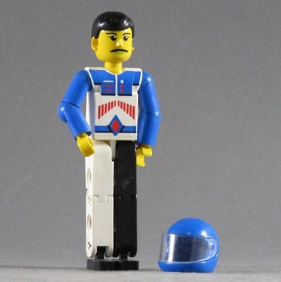 LEGO  Technic große Figur weiß blau Rennfahrer Pilot TECH037A 8223 Racer /A3 MOC