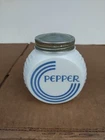 Vintage Anchor Hocking Vitrock Milkglass Blue Circle Range Pepper Shaker