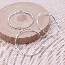 15/40PCS Silver Tone Wave Round Wave Link Charm Pendant 30mm GGS162-16976