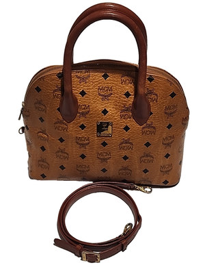 #ad vintage MCM Visetos Bowler satchel Bag crossbody purse handbag w shoulder strap $245.00