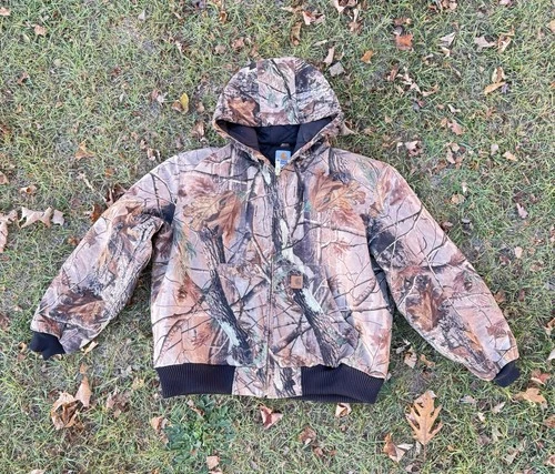 Carhartt Vintage Camo J221 Realtree Hooded Full Zip Coat jacket Men’s Large 2009 - product listing photo