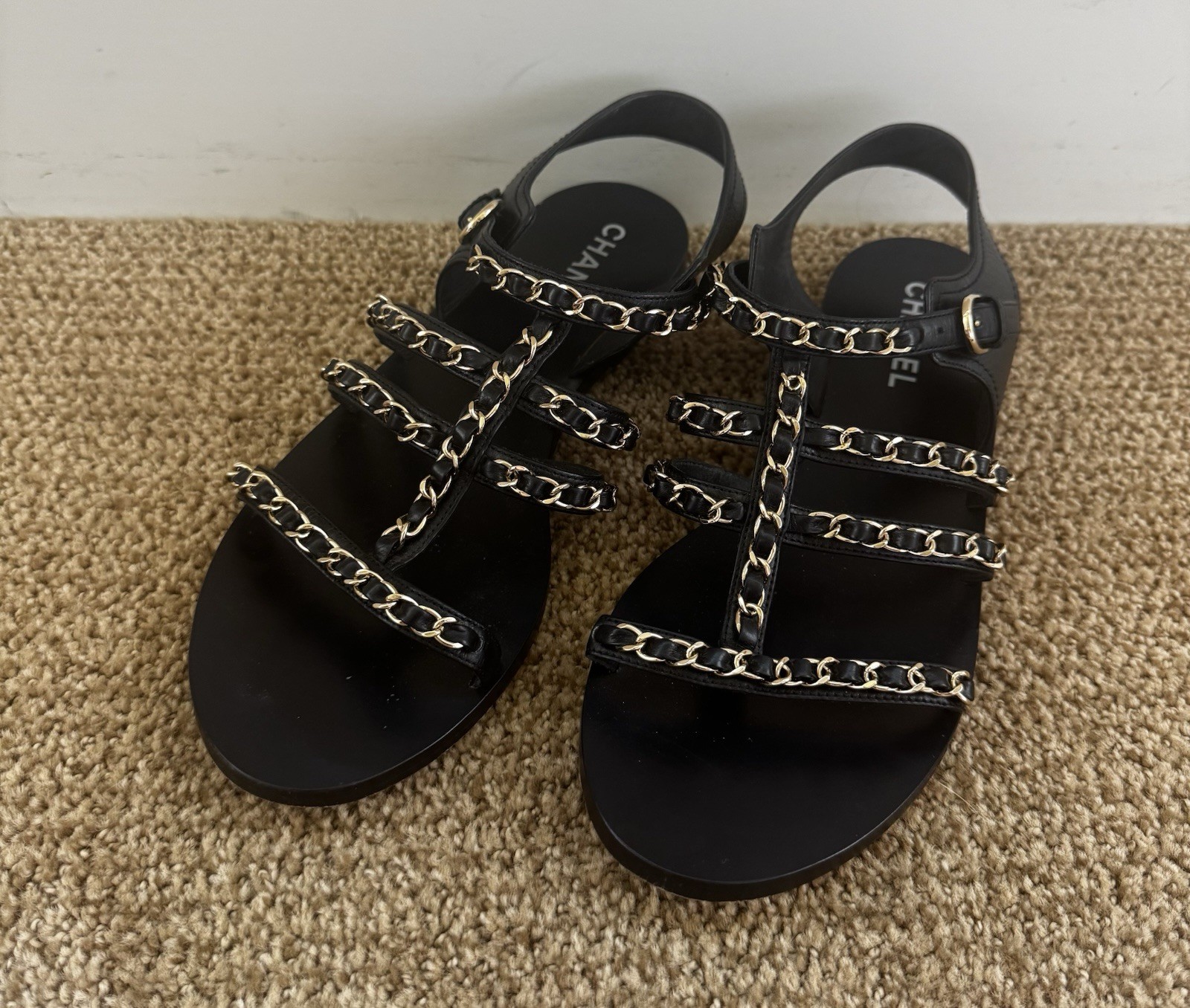 CHANEL Interlocking CC Logo Gladiator Open Toe Sa… - image 3