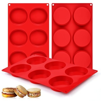 3 Pcs Silicone Muffin Top Pan Egg Mold for Breakfast Sandwich 3 Inch Round