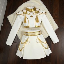 Girls K Pop Rumi Inspired Costume Set, White Gold, 3 Piece Kids Birthday Party H