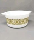 Vintage Pyrex Green Square Verde Flower #473 1 Qt Cinderella Bowl Casserole Dish