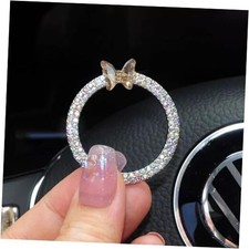 Champagne Butterfly Bling Ring Emblem Car Accessories - Bling Crystal Colorful