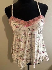 Kathryn Floral Adjustable Strap Women’s Small Camisole Top Ruffles Lace Soft Top