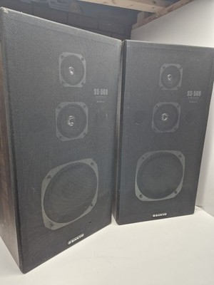 Sanyo SS-560 Floor Speaker Pair 8 Ohm Impedence Walnut Vinyl Veneer Tested