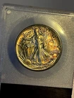 1942 P Slabbed Walking Liberty Silver Half Dollar HIGH Grade - AMAZING Toning!