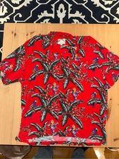 Paradise Found Magnum PI Parrot Hawaiian Shirt Red Men’s 2XL Made in the USA Vin