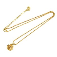 Christian Dior Gold-tone CD Logo Teardrop Chain Necklace Pendant F125