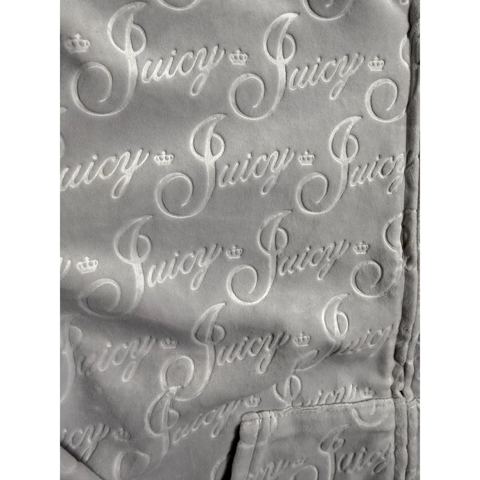 Sudadera con Capucha Juicy Couture Terciopelo Cremallera Gris Diamante Logo Hielo Corona Talla L Nueva Foto 2 de 4