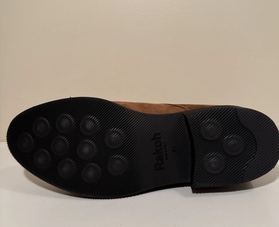 Botas masculinas de couro italiano Rakoh deserto tamanho 8/41 sapatos de camurça forrados shearling - Imagem 4 de 4