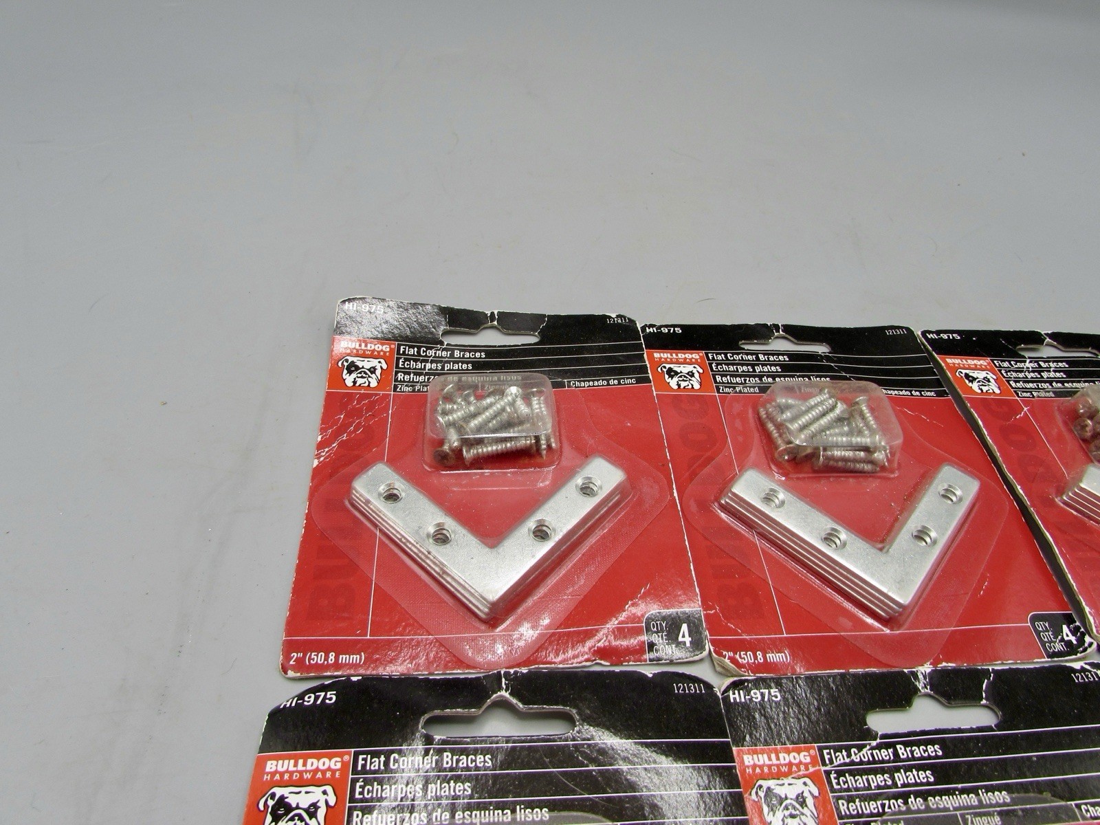 Lot of 6 Bulldog Flat Corner Brace, Hardware 2 in. Zinc Plated Steel HI-975 NIP