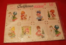 Vintage adesivi Natale 3C nuovi Christmas stickers stile sarah kay holly hobbie