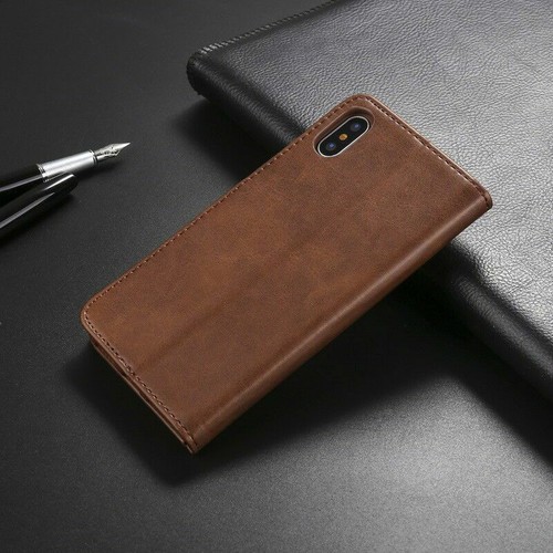 Flip Wallet Genuine Leather Case Cover For iPhone 16E 16 Pro Max 15 14 13 12 11+ - Picture 17 of 27