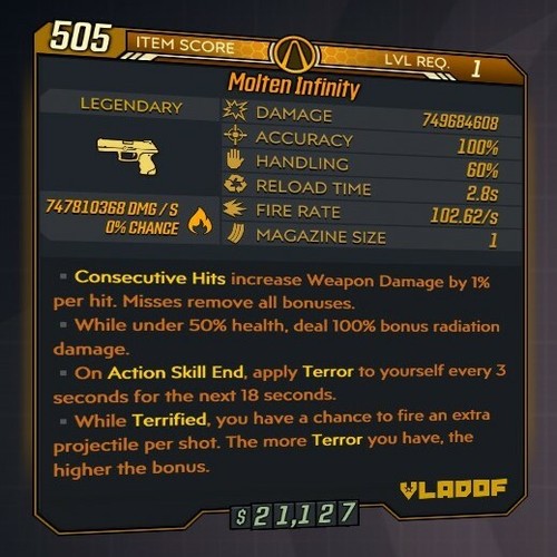 BL3 [MODDED Infinity Pistol] 400+ million damage! [All Platforms] - Picture 3 of 12