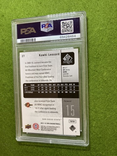 Kawhi Leonard SP ROOKIE CARD GRADED PSA 9 RC 2011 SP Authentic rc MAKE AN OFFER - Picture 24 of 24