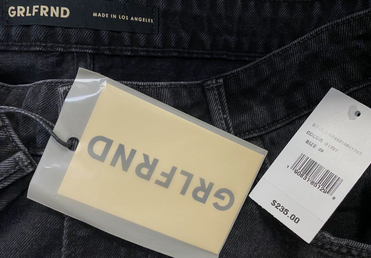 $236 GRLFRND Women Black Hailey Low Rise Slim Boot Jean Pants Size