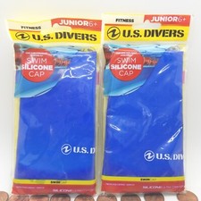 Lot of 2 NEW Blue U.S. Divers Juniors 6 Silicone Swim Cap