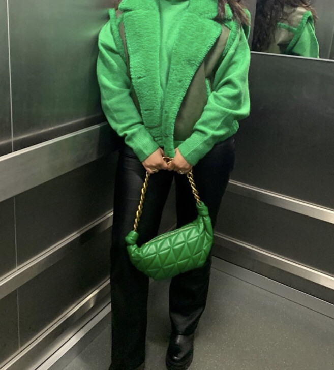 Zara Quilted Leather Bag With Chain Green 6007/810 | eBay Zara Quilted Leather Bag With Chain Green 6007/810 | eBay