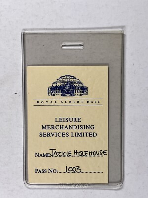 Royal Albert Hall Pass Original Laminierte Karte Jackie Holehouse Circa 1990er