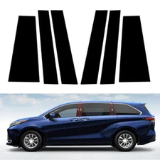 For Toyota Sienna 21-2024 Gloss Black Window Pillar Posts Moulding Trim Cover 6P