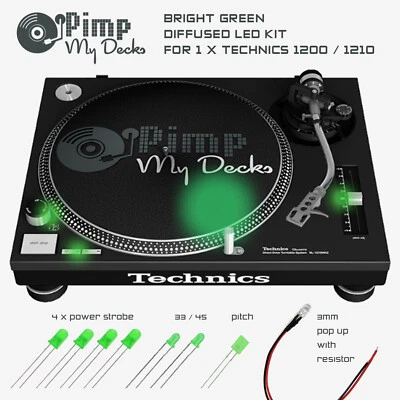 TECHNICS SL 1200 1210 BRIGHT GREEN DIFFUSED LED KIT (FOR 1 TURNTABLE)