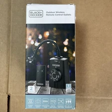 BLACK+DECKER Outdoor Wireless Outlet with Remote 2 Grounded Outlets Photocell Se