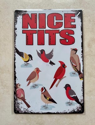SCHÖNES T*TS BLECHSCHILD MANN HÖHLE BAR KNEIPE GARTEN VÖGEL WILDTIERE 20 x 30 cm