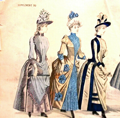 Victorian Era 1888 Fashion Print, Children, Dresses Hand-Colored